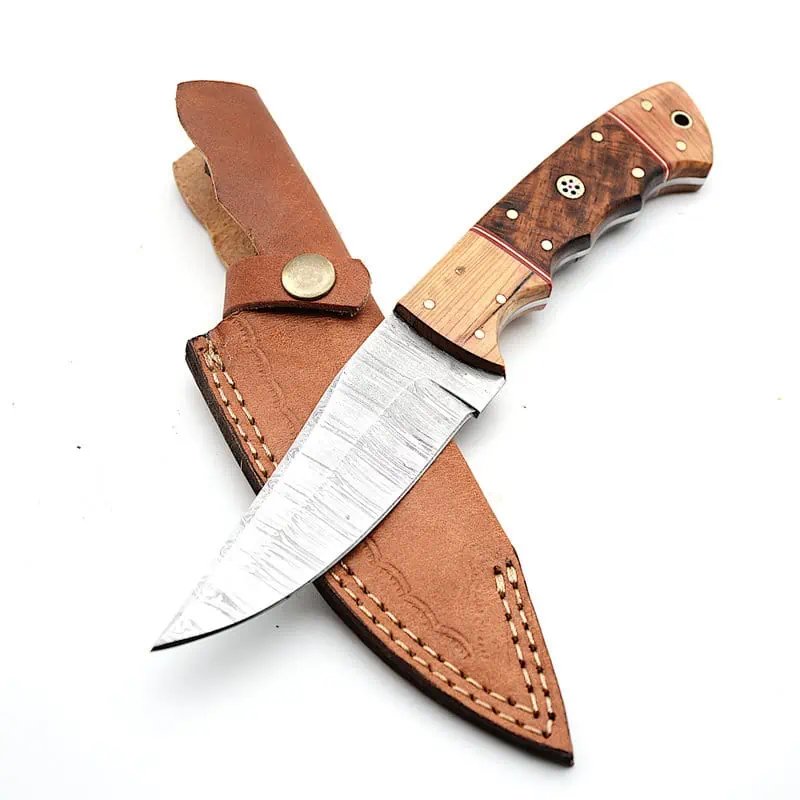 outdoormesser dmast mit lederscheide damastmesser