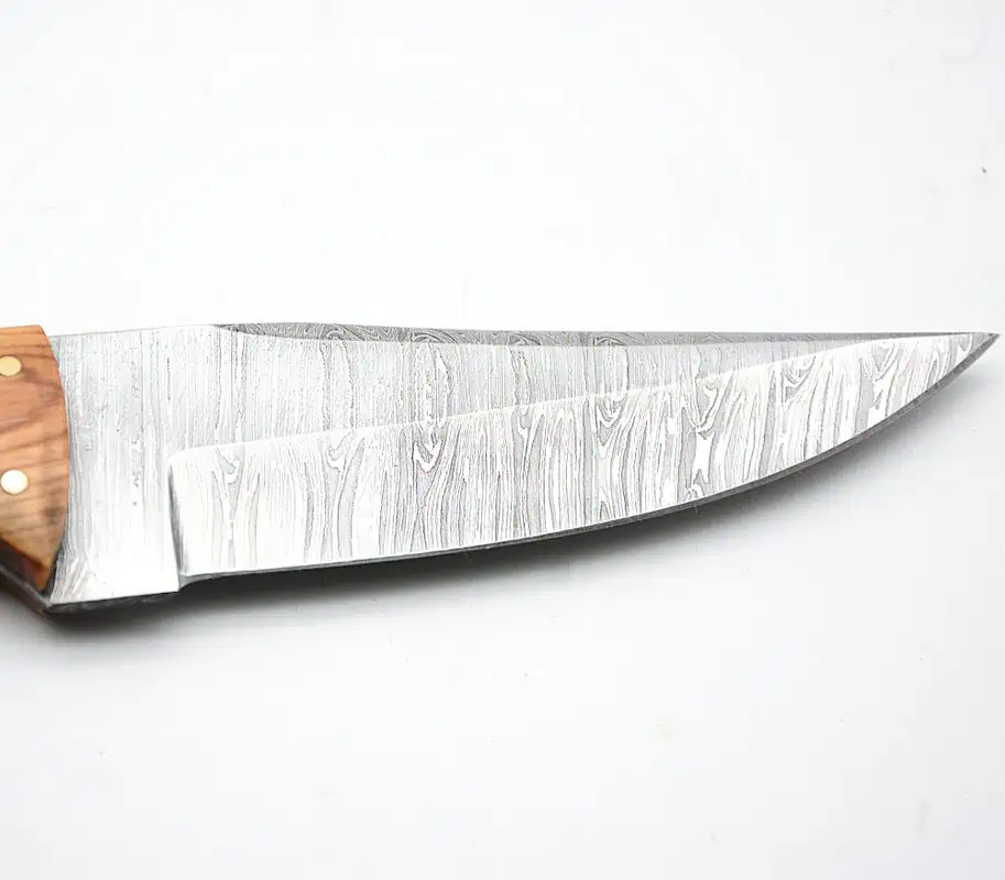 Outdoormesser Damast Olivenholz – Bild 2