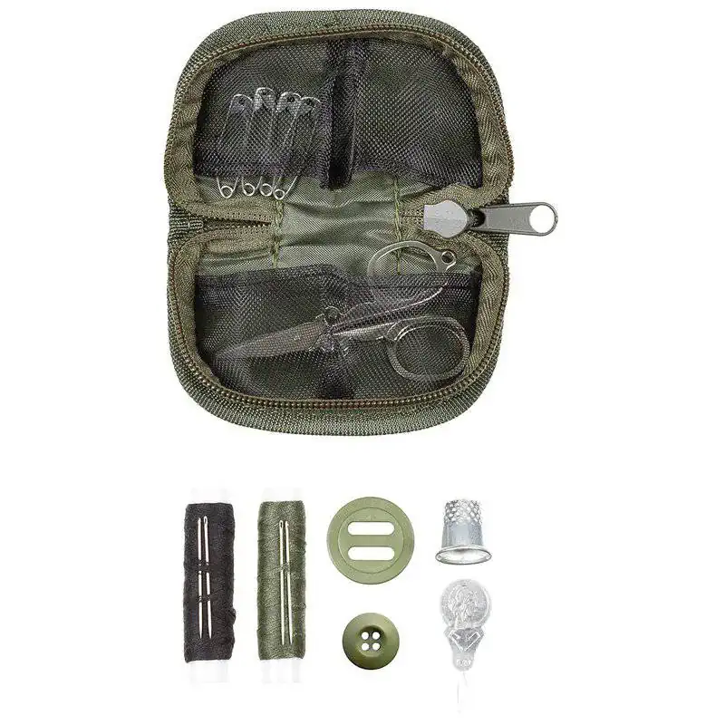 outdoor nähzeug mit etui olive grün ausrüstung reparaieren notfall