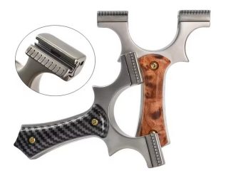 slingshot quick clip steinschleuder carbon mahagoni-kunststoff griffschalen